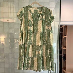 Green and Cream Patterned Dress